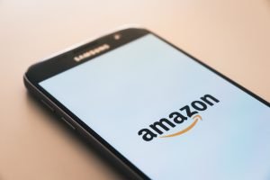 A phone with the amazon logo on it