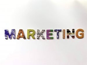 Marketing spelled with colorful letters