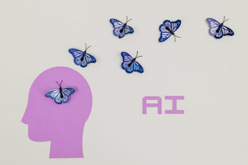 AI butterflies coming out of head